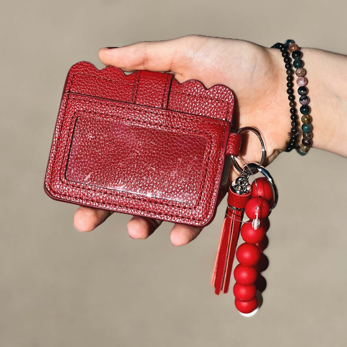 I-State Cardinal & White Ball Bracelet Keychain Wallet